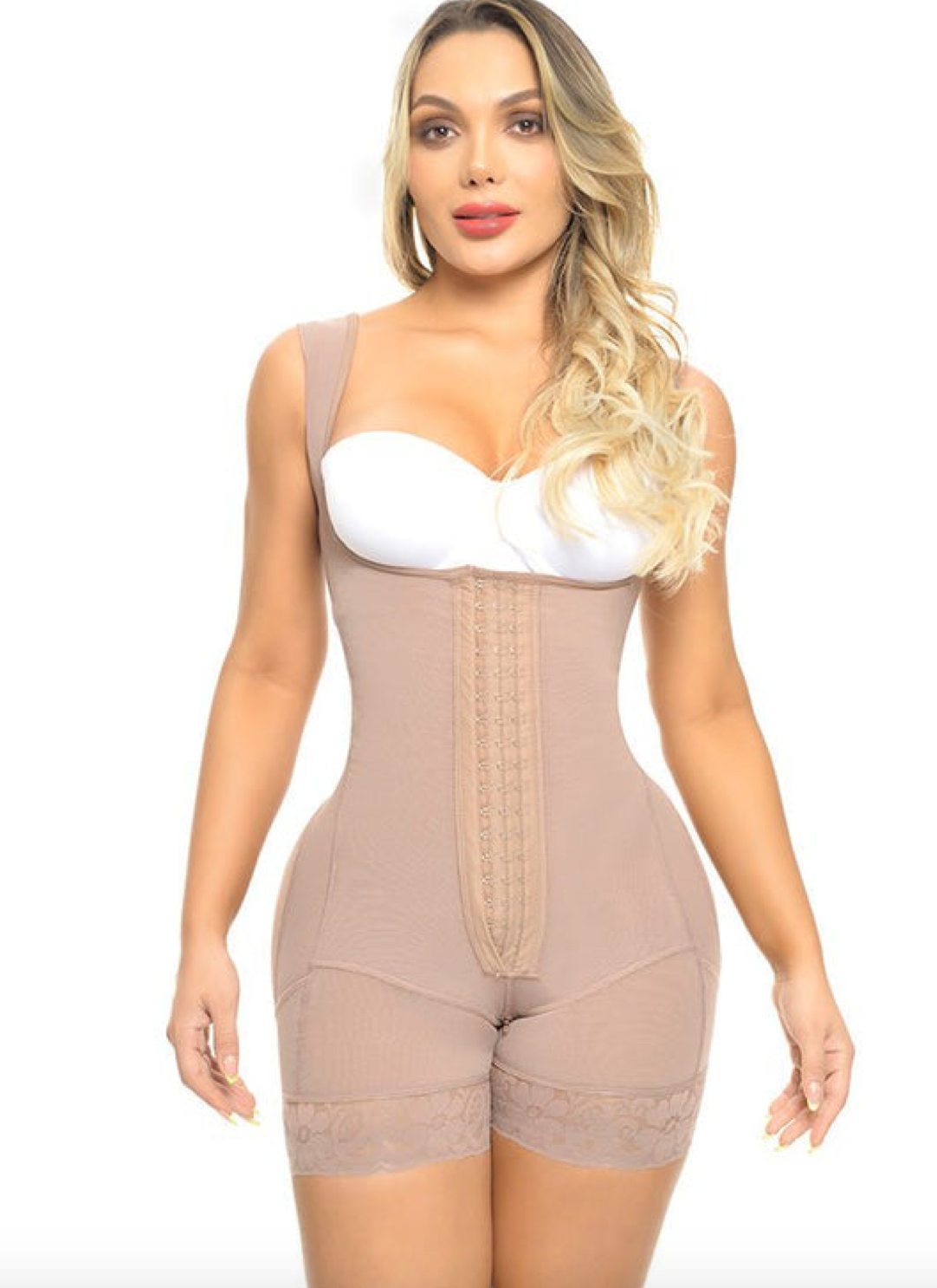 1566 ANN M Magic Buttocks  Cold Therapy Short Girdle with thick straps 3 row hooks Magic