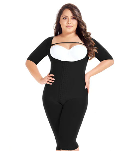 9142 MARIA E , Long Sleeve Postoperative Shapewear With Over Bust Strap | After Pregnancy Compression Garment | Powernet