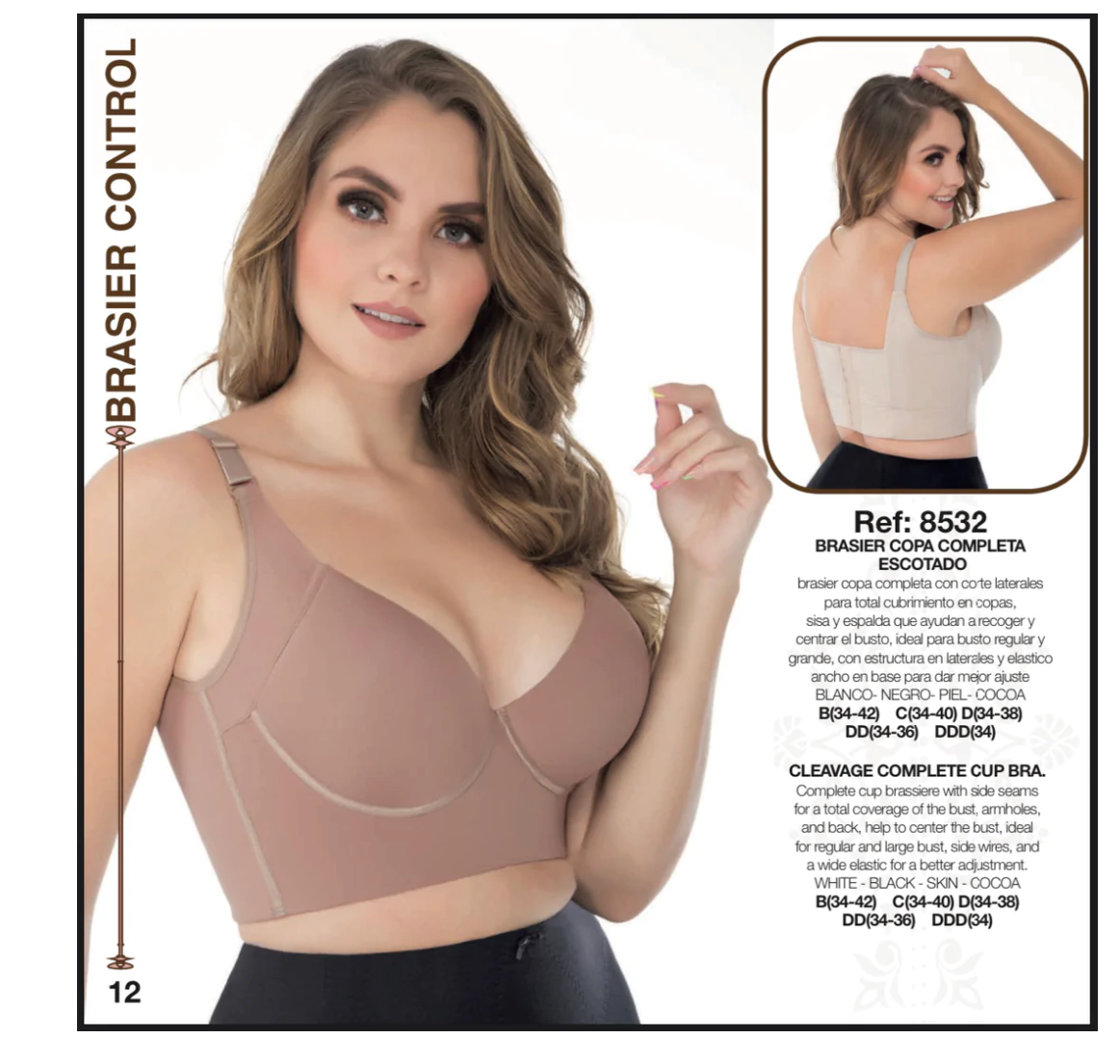 8532 o 8542 UP LADY  Brassier 🇨🇴 push up extra firm, high compression, back bulge control, with 3 rows of hooks.